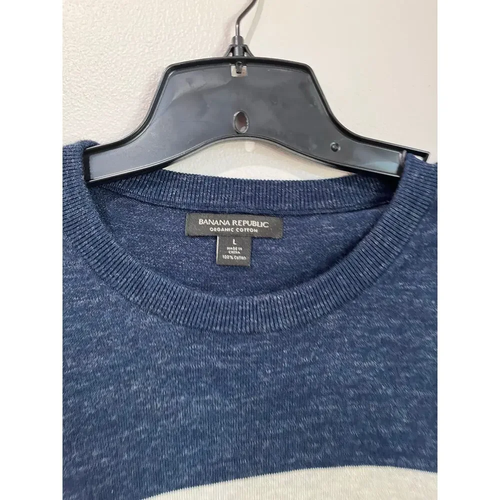 Banana Republic Organic Cotton Stripe Crewneck‎ Sweater Men L
